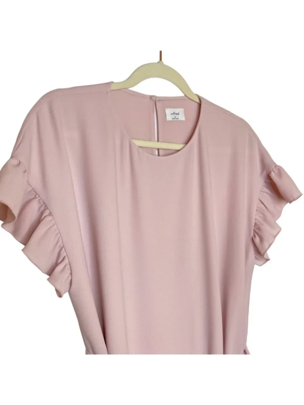 Aritzia Wilfred Ninette Ruffle Wrap Dress in Rose Quartz, M